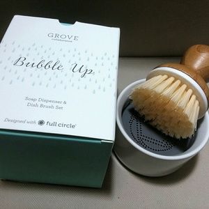 GROVE Bubble Up Soap Dispenser Dish Brush Set